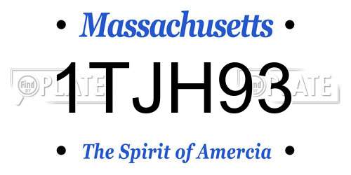 1TJH93 Massachusetts License Plate