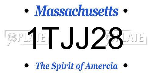 1TJJ28 Massachusetts License Plate