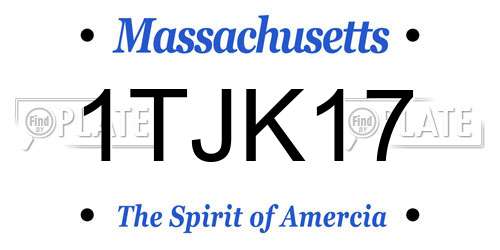 1TJK17 Massachusetts License Plate