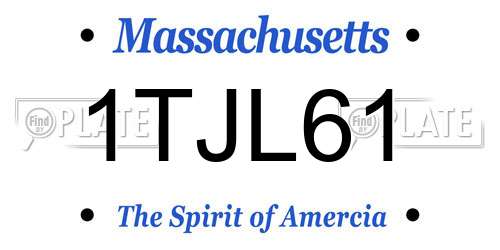1TJL61 Massachusetts License Plate