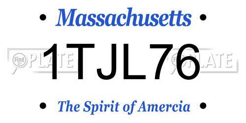 1TJL76 Massachusetts License Plate