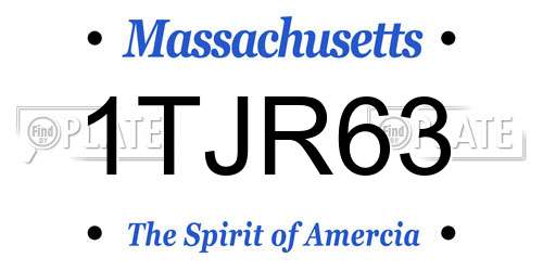 1TJR63 Massachusetts License Plate