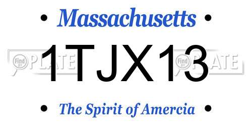 1TJX13 Massachusetts License Plate