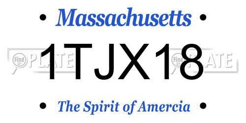 1TJX18 Massachusetts License Plate