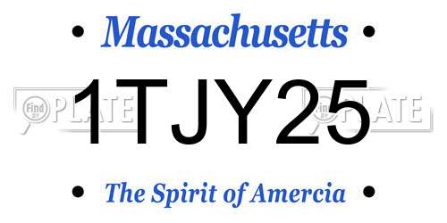 1TJY25 Massachusetts License Plate
