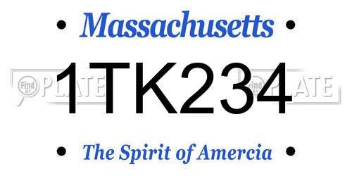 1TK234 Massachusetts License Plate