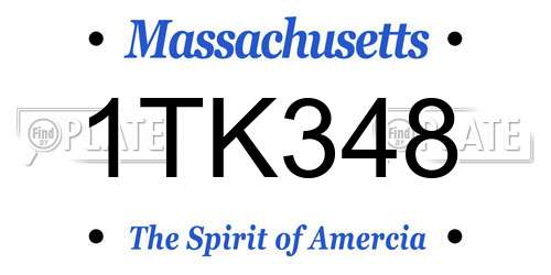 1TK348 Massachusetts License Plate