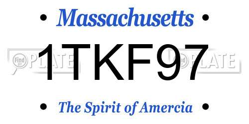 1TKF97 Massachusetts License Plate