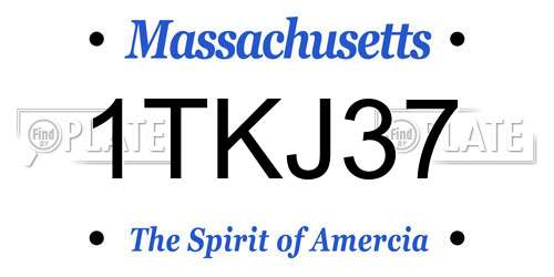 1TKJ37 Massachusetts License Plate