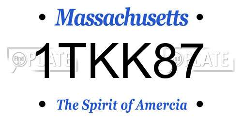 1TKK87 Massachusetts License Plate