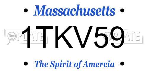 1TKV59 Massachusetts License Plate
