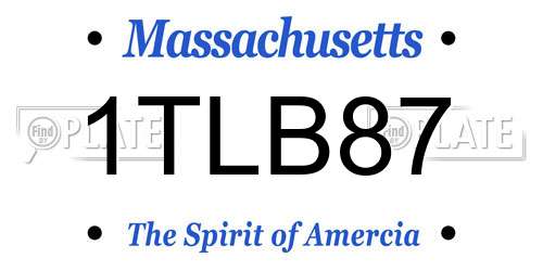 1TLB87 Massachusetts License Plate