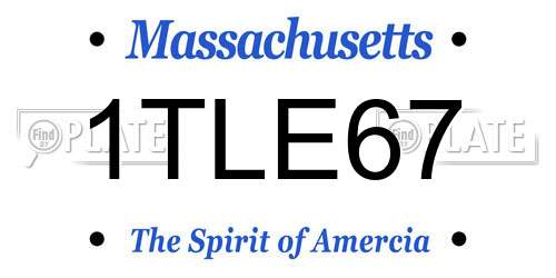 1TLE67 Massachusetts License Plate
