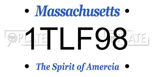 1TLF98 Massachusetts License Plate