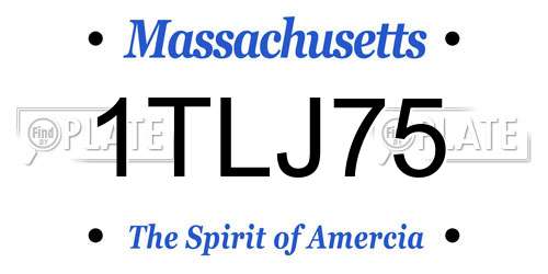 1TLJ75 Massachusetts License Plate