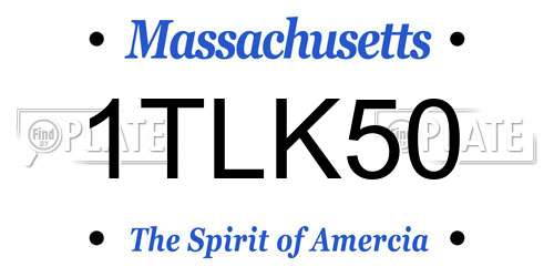 1TLK50 Massachusetts License Plate
