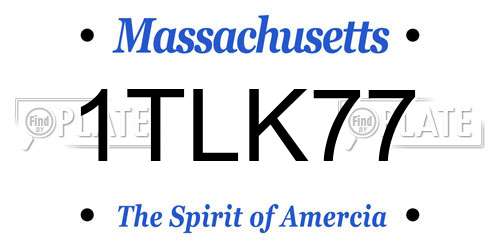 1TLK77 Massachusetts License Plate