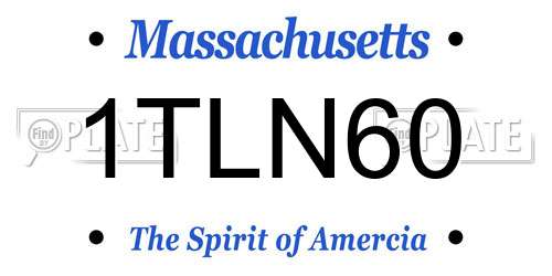 1TLN60 Massachusetts License Plate