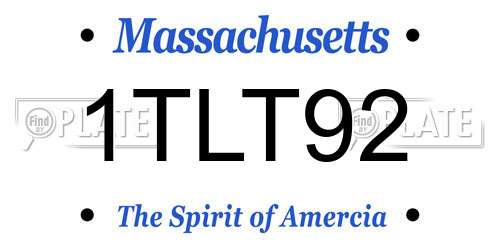 1TLT92 Massachusetts License Plate