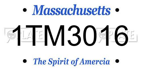 1TM3016 Massachusetts License Plate