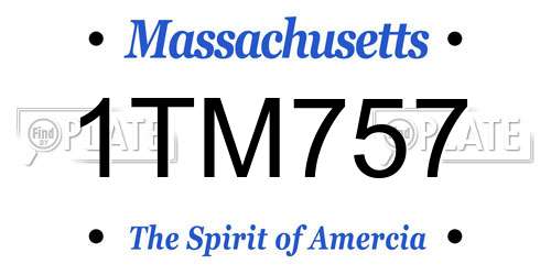 1TM757 Massachusetts License Plate