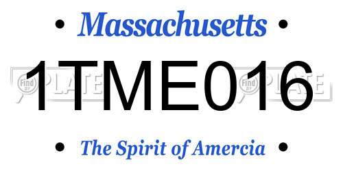 1TME016 Massachusetts License Plate