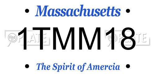 1TMM18 Massachusetts License Plate