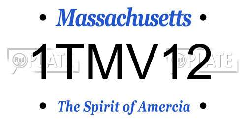 1TMV12 Massachusetts License Plate