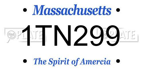 1TN299 Massachusetts License Plate
