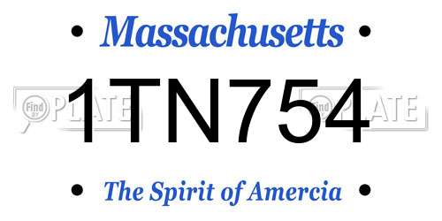 1TN754 Massachusetts License Plate
