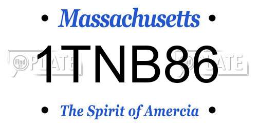 1TNB86 Massachusetts License Plate