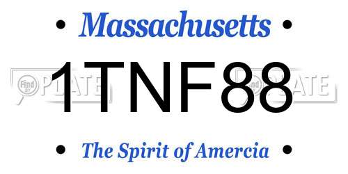 1TNF88 Massachusetts License Plate