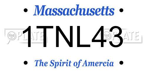 1TNL43 Massachusetts License Plate
