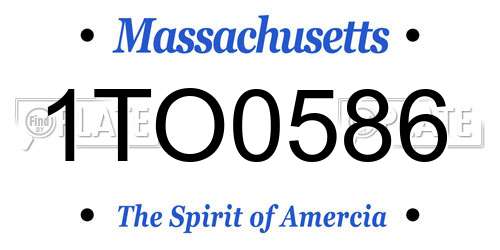 1TO0586 Massachusetts License Plate