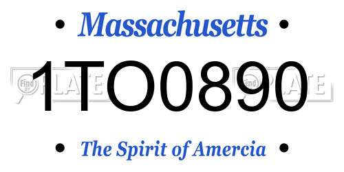 1TO0890 Massachusetts License Plate