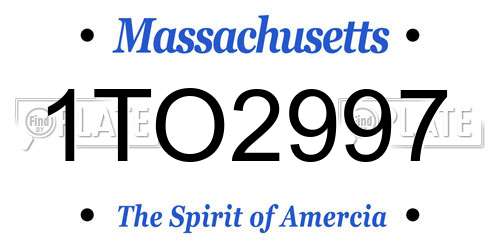 1TO2997 Massachusetts License Plate