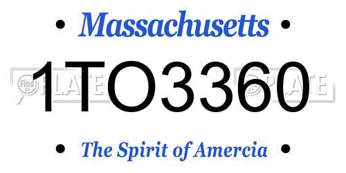 1TO3360 Massachusetts License Plate