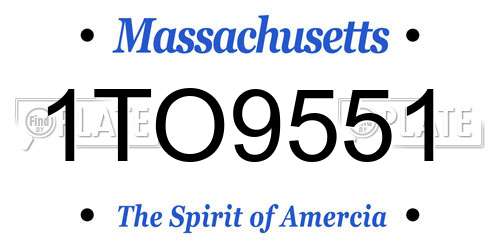 1TO9551 Massachusetts License Plate