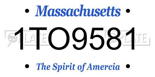 1TO9581 Massachusetts License Plate