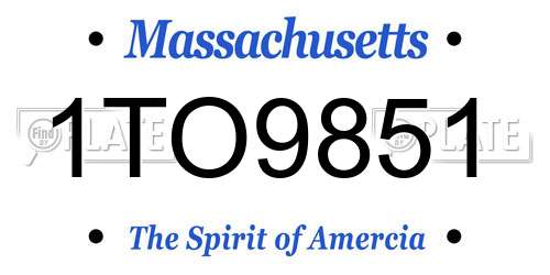 1TO9851 Massachusetts License Plate