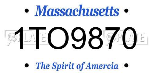 1TO9870 Massachusetts License Plate