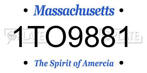 1TO9881 Massachusetts License Plate