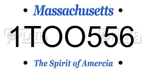 1TOO556 Massachusetts License Plate