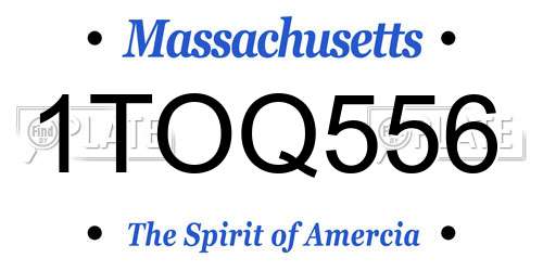 1TOQ556 Massachusetts License Plate