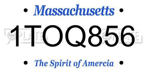 1TOQ856 Massachusetts License Plate