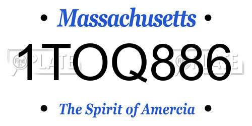 1TOQ886 Massachusetts License Plate