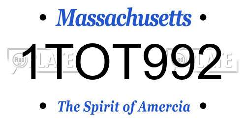 1TOT992 Massachusetts License Plate