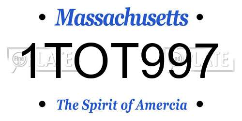 1TOT997 Massachusetts License Plate