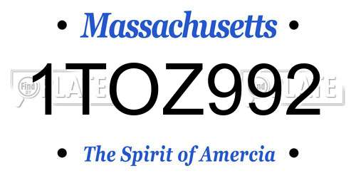 1TOZ992 Massachusetts License Plate