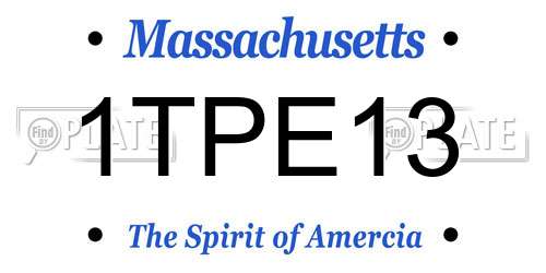 1TPE13 Massachusetts License Plate